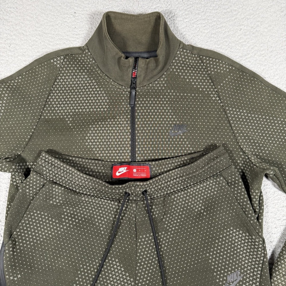 Nike Tech Fleece Sweater Jogger Set Mens Medium Green Pixel Camo GX 1.0 Logo